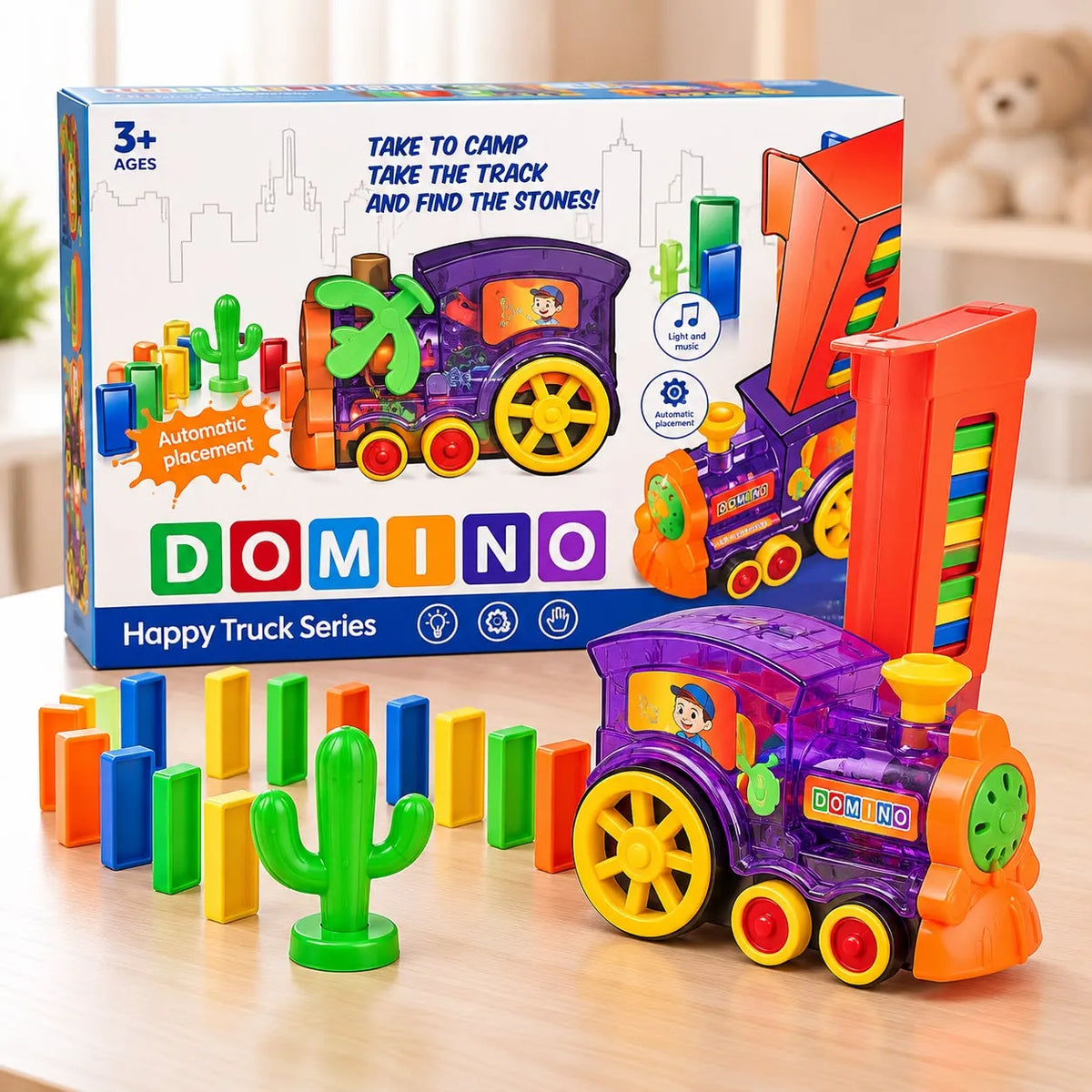 Tren Dominó Automático con Luces y Música
