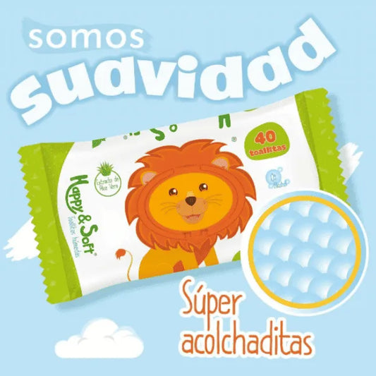 Pañitos Happy y Soft x40 | Limpieza Suave para Bebé