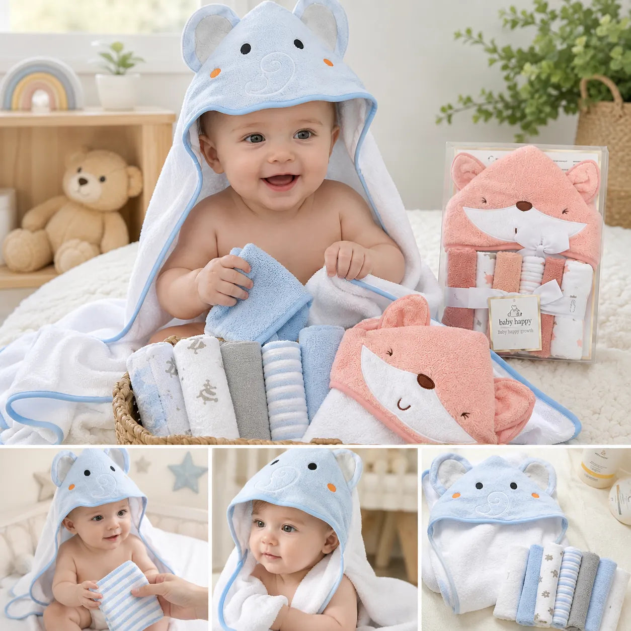 Set Toalla con Capucha + 6 Babitas