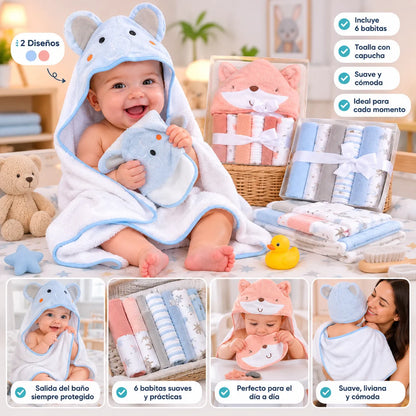 Set Toalla con Capucha + 6 Babitas