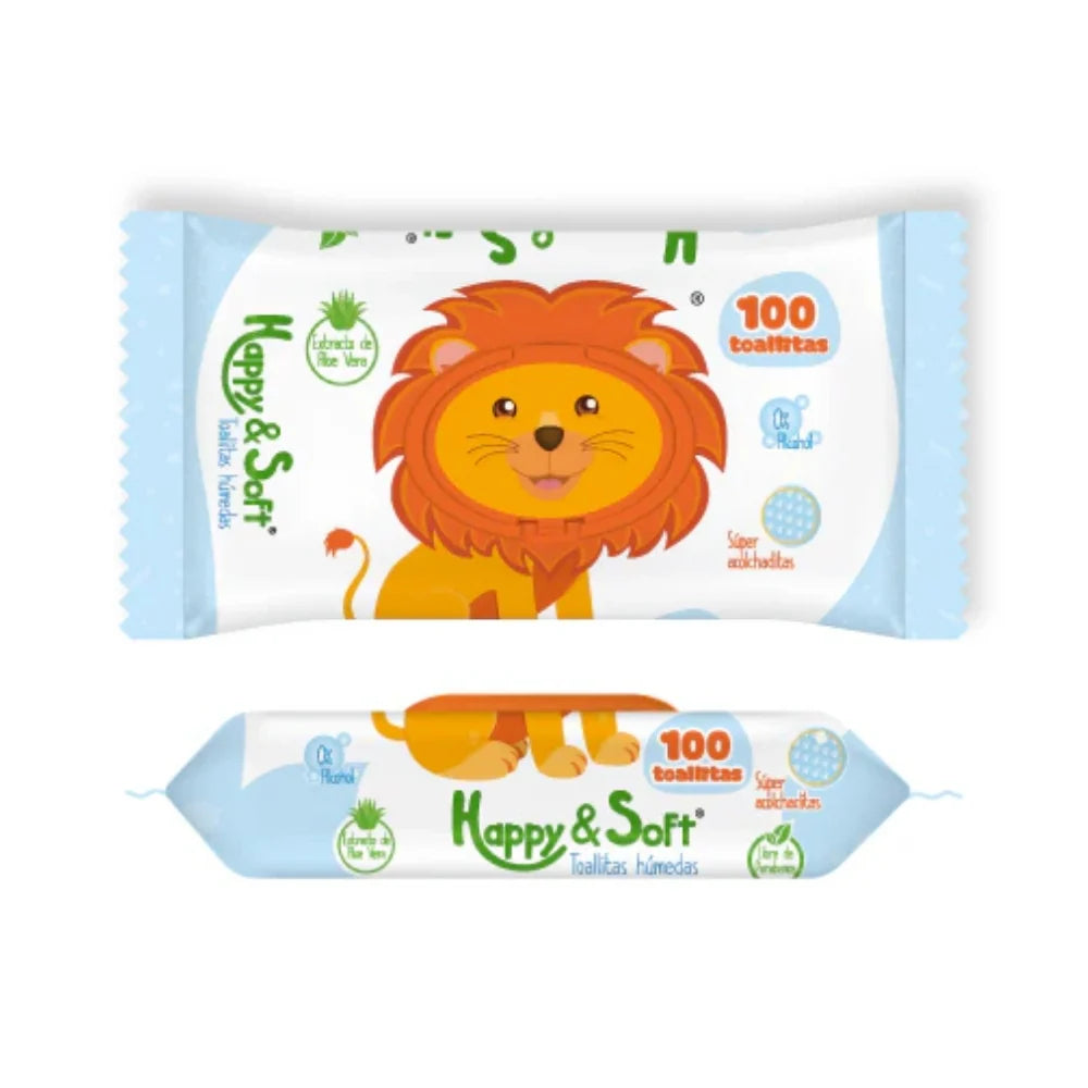 Pañitos Happy y Soft x100 | Limpieza Suave para Bebé