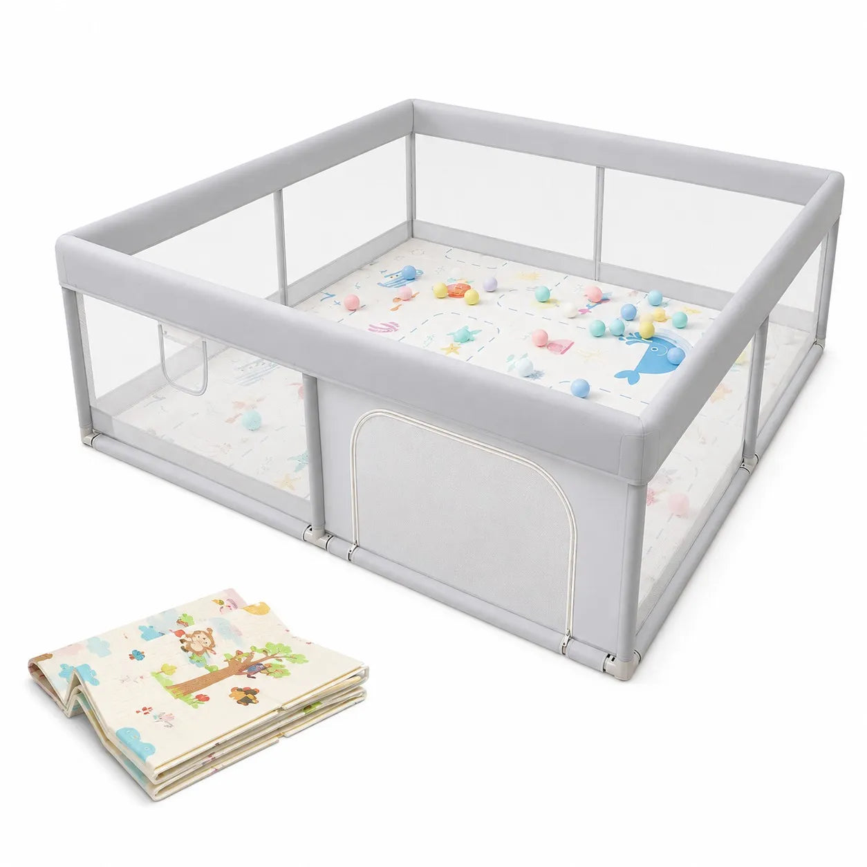 Corral de Juegos para Bebé con Tapete Acolchado