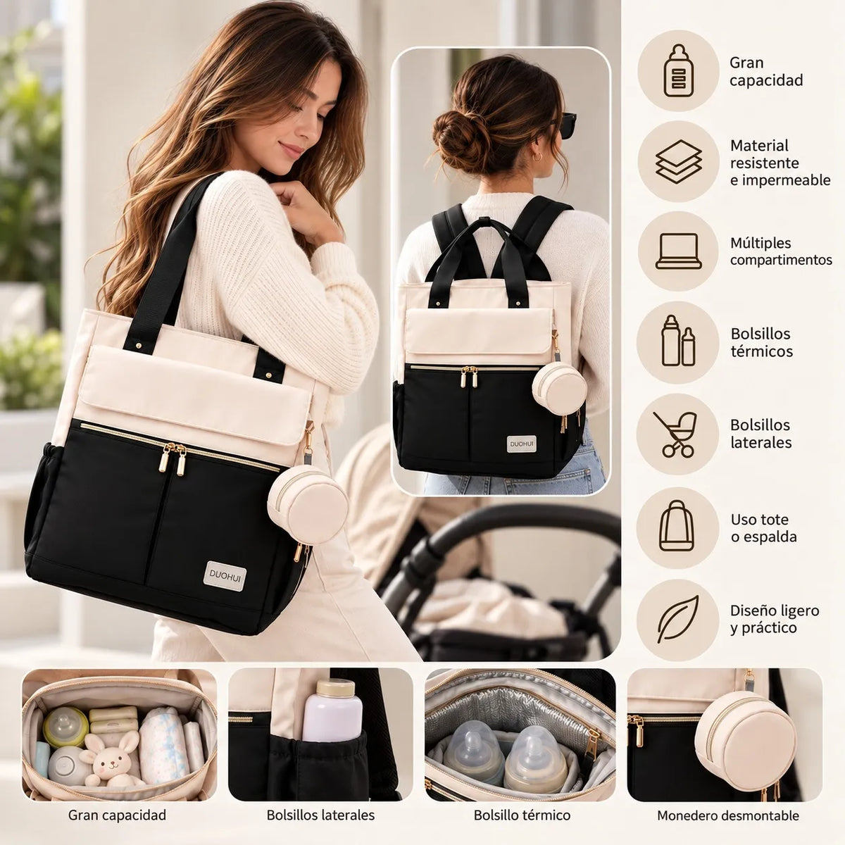 Pañalera Multifuncional Tipo Morral
