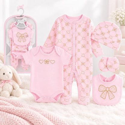 Set de Nacimiento Rosado con Moños y Corazones