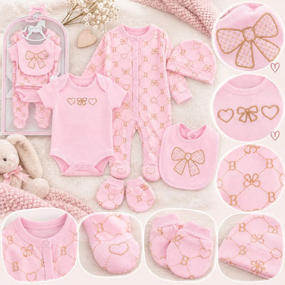 Set de Nacimiento Rosado con Moños y Corazones
