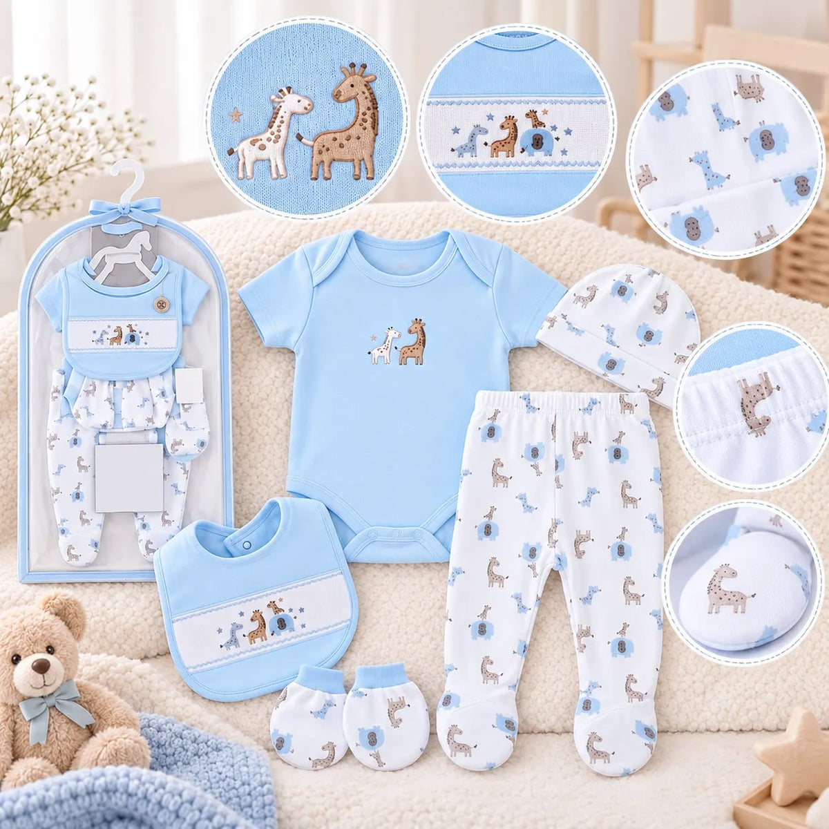 Set de Nacimiento Azul con Jirafas