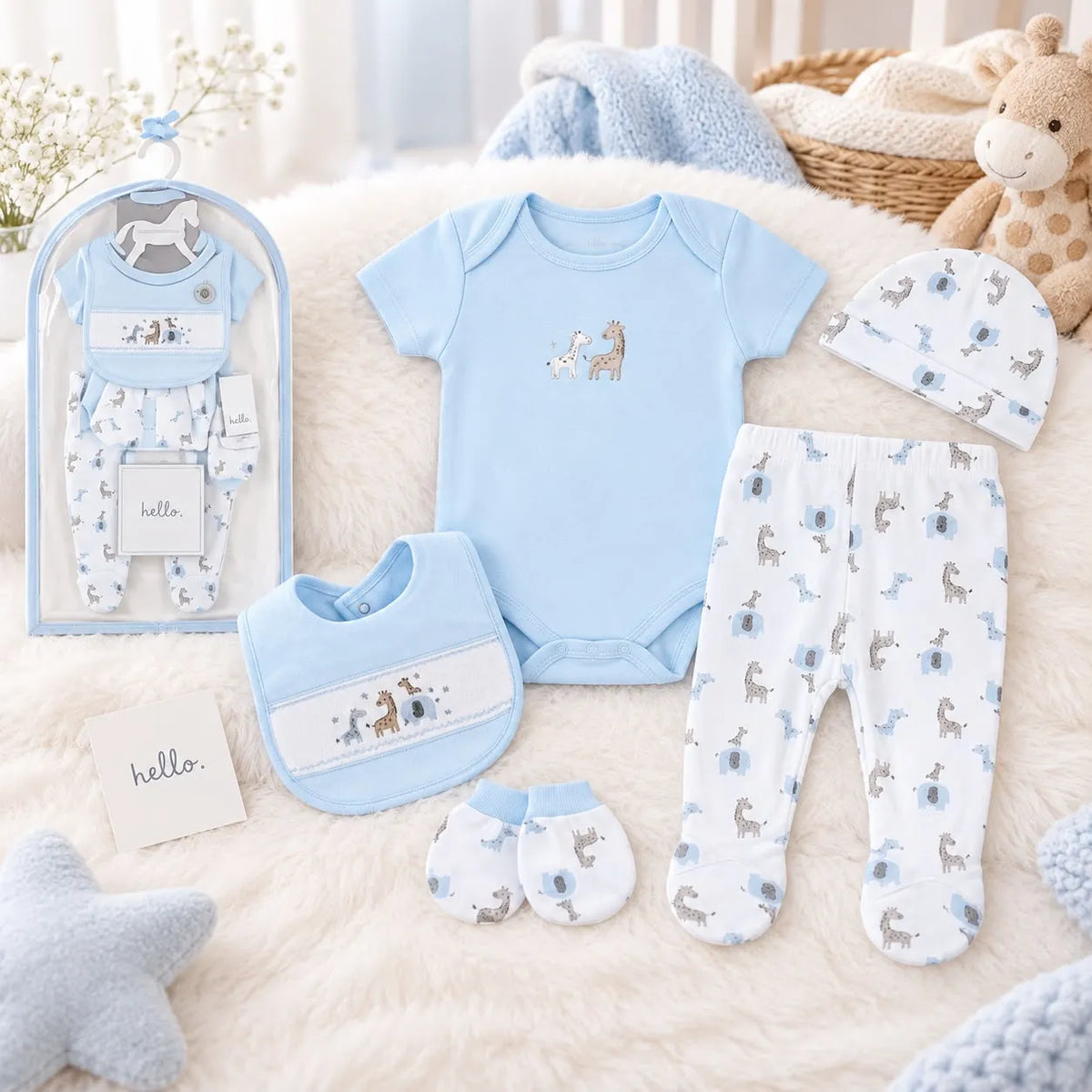 Set de Nacimiento Azul con Jirafas