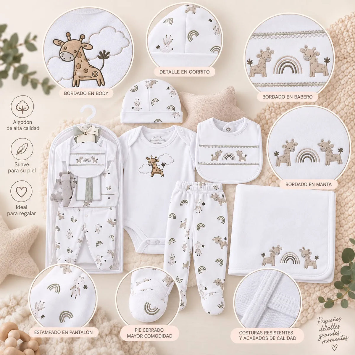 Set de Nacimiento Bordado Jirafas