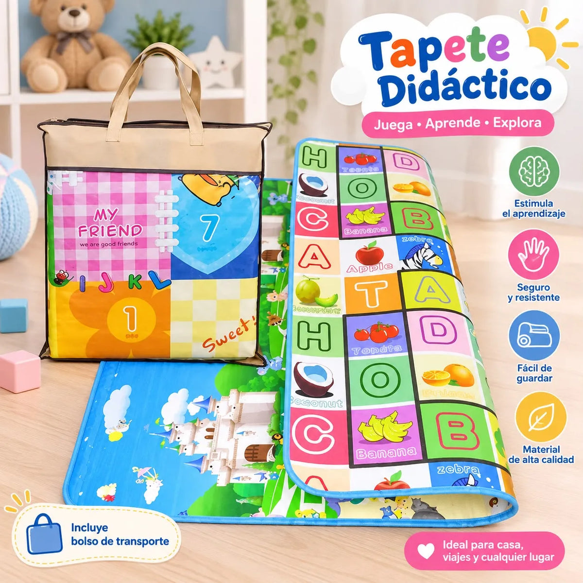 Tapete Didáctico Plegable con Bolso de Transporte