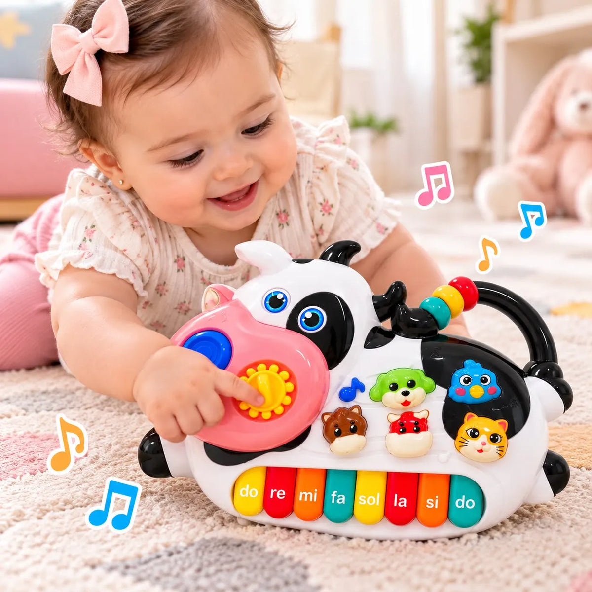 Piano Didáctico Vaquita con Luces y Sonidos