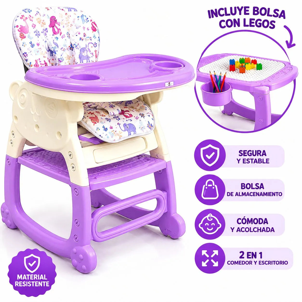 Comedor Escritorio con Bolsa de Legos 2 en 1