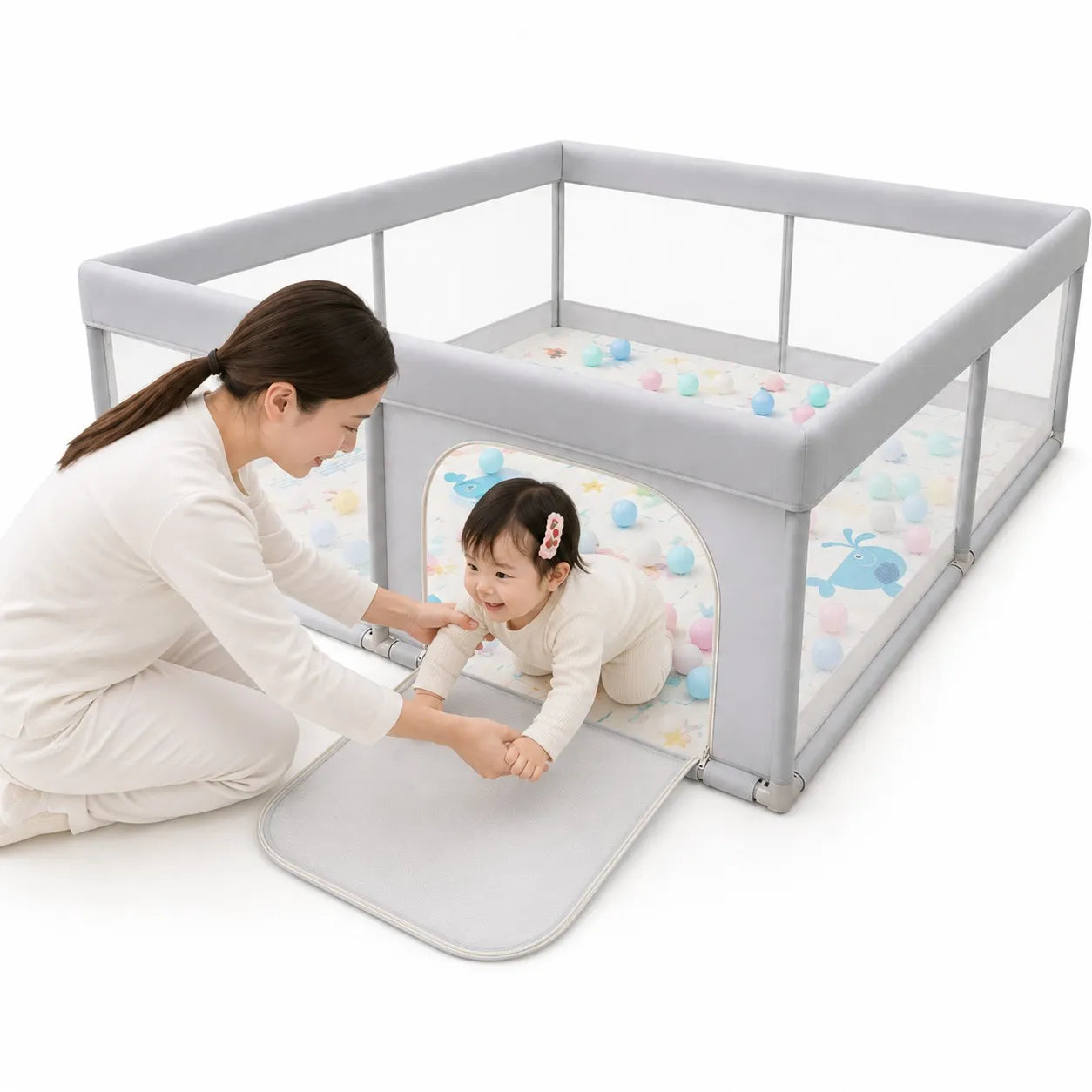 Corral de Juegos para Bebé con Tapete Acolchado