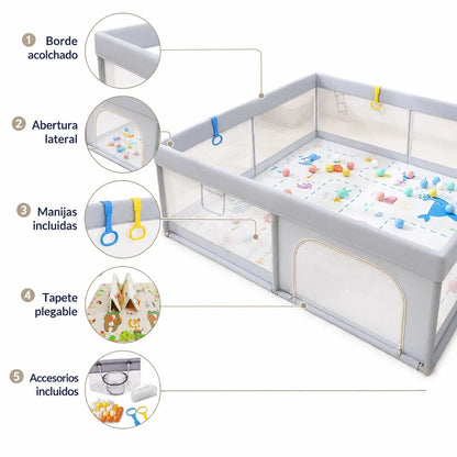 Corral de Juegos para Bebé con Tapete Acolchado